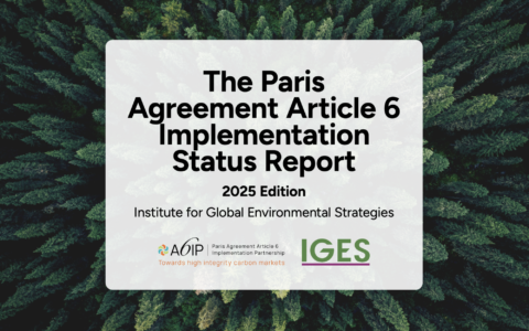 Cover of the The Paris Agreement Article 6 Implementation Status Report 2025 Edition with evergreen trees.