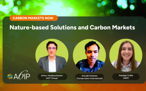 One host and two guests for the podcast are shown, along with the title "Nature-based Solutions and Carbon Markets"