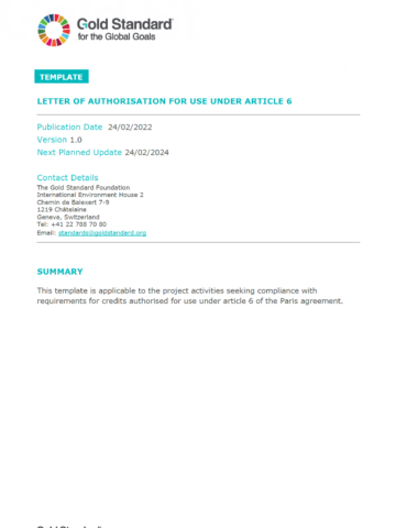 Letter of Authorisation Gold Standard