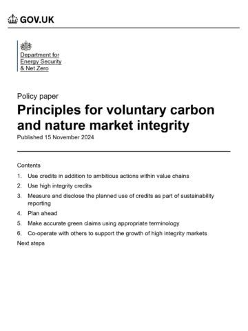 Principles for voluntary carbon and nature market integrity